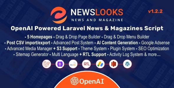 NewsLooks v1.2.2 – OpenAI Powered Laravel News & Magazines Download